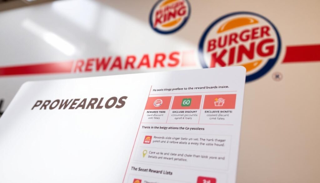 Detailed close-up of a Burger King rewards program display, showcasing the key benefits and features. The foreground features a sleek, minimalist design with a clean white background, allowing the program details to take center stage. The middle ground includes vibrant icons and graphics highlighting rewards tiers, exclusive discounts, and redemption options. The background subtly incorporates the iconic Burger King logo and brand colors, creating a cohesive and visually appealing composition. Soft, directional lighting from the top-left casts gentle shadows, adding depth and dimensionality to the image. The overall mood is professional, informative, and enticing, effectively conveying the value proposition of the Burger King rewards program. Detailed close-up of a Burger King rewards program display, showcasing the key benefits and features. The foreground features a sleek, minimalist design with a clean white background, allowing the program details to take center stage. The middle ground includes vibrant icons and graphics highlighting rewards tiers, exclusive discounts, and redemption options. The background subtly incorporates the iconic Burger King logo and brand colors, creating a cohesive and visually appealing composition. Soft, directional lighting from the top-left casts gentle shadows, adding depth and dimensionality to the image. The overall mood is professional, informative, and enticing, effectively conveying the value proposition of the Burger King rewards program.